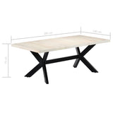Dining Table White 200x100x75 cm Solid Mango Wood 247428