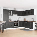 ZNTS 14 Piece Kitchen Cabinet Set Kalmar Black Engineered Wood 3314972