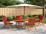 5-Piece Garden Dining Set Natural Solid Acacia Wood 3434498
