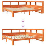 Bookcase Bed without Mattress Wax Brown 180x200 cm Solid Wood Pine 3324375
