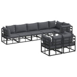 Garden Sofa Set with Cushion Black Aluminium 3378888