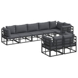 Garden Sofa Set with Cushion Black Aluminium 3378888