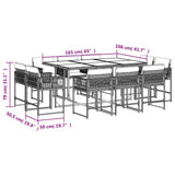 11 Piece Garden Dining Set with Cushions Light Grey Poly Rattan 3211571