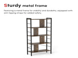 Industrial Storage Unit, 5 Tiers Bookcase with Open Compartments for Office Living Room, Bedroom, T3398P344186