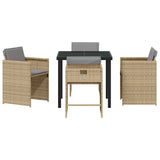 Garden Dining Set with Cushion 5 pcs Beige Poly Rattan 3379996