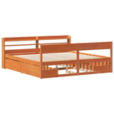 Bed Frame without Mattress Wax Brown 200x200 cm Solid Wood Pine 3307112