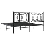 Metal Bed Frame without Mattress with Headboard Black 150x200cm 376130