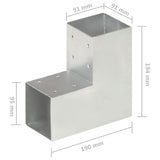 Post Connectors 4 pcs L Shape Galvanised Metal 91x91 mm 145470