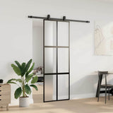 Sliding Door with Hardware Set Black 76x205 cm Tempered Glass 3375820