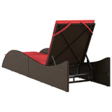 Sun Lounger with Cushion Brown 60x205x73 cm Poly Rattan 368285