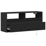 TV Wall Cabinet with LED Lights Black 100x31x45 cm 852335