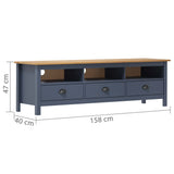 TV Cabinet Hill Grey 158x40x47 cm Solid Pine Wood 288929