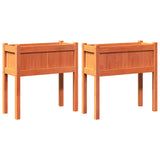 Garden Planters 2 pcs with Legs Wax Brown Solid Wood Pine 837559