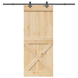 Sliding Door NARVIK Natural and Black 95 x 210 cm 3445381