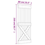 Sliding Door with Hardware Set 80x210 cm Solid Wood Pine 3203117