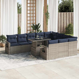 11 Piece Garden Sofa Set with Cushions Grey Poly Rattan Acacia 3326552
