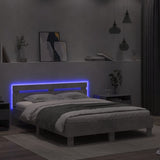 Bed Frame with LED without Mattress Concrete Grey 140x190 cm 3207563