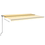 Manual Retractable Awning with LED 500x300 cm Yellow and White 3069143