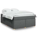 Box Spring Bed with Mattress Dark Grey 140x200 cm Fabric 3285381