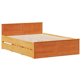 Bed Frame without Mattress with Headboard Wax Brown 140x200 cm Solid Wood Pine 3308767