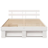 Bed Frame with Headboard White 140 x 200 cm Solid Pine Wood 3382275