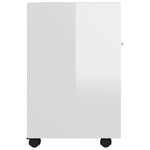 ZNTS Side Cabinet with Wheels High Gloss White 33x38x60 cm Engineered Wood 803053