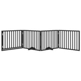 Dog Gate with Door Foldable 4 Panels Black 320 cm Poplar Wood 352193
