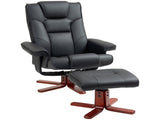 Faux Leather Manual Recliner and Footstool Set - Black T3398P343628
