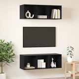 TV Cabinet Set 2 pcs Black Oak 37 x 37 x 107 cm Engineered Wood 3393574