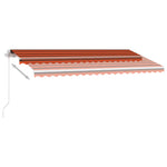 ZNTS Manual Retractable Awning with LED 450x350 cm Orange and Brown 3069645