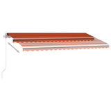 ZNTS Manual Retractable Awning with LED 450x350 cm Orange and Brown 3069645