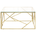 ZNTS Coffee Table Gold Stainless Steel and Tempered Glass 349954