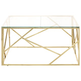 ZNTS Coffee Table Gold Stainless Steel and Tempered Glass 349954