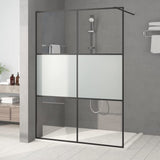 Walk-in Shower Wall Black 140x195 cm Half Frosted ESG Glass 152109