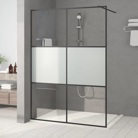 Walk-in Shower Wall Black 140x195 cm Half Frosted ESG Glass 152109