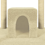 Cat Tree with Sisal Scratching Posts Cream 174 cm 171533