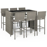 Garden Bar Set Grey PE rattan, powder-coated steel, tempered glass 3187670