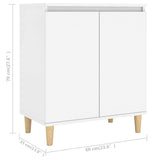 Sideboard with Solid Wood Legs White 60x35x70cm Engineered Wood 806067