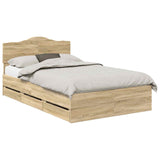 Bed Frame with Drawer Sonoma Oak 120 x 190 cm Engineer Wood 3413028
