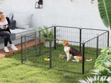 Eight-Panel Dog Playpen with Door, for Large Dogs, Indoors, Outdoors, 80cm Tall, Black T3398P349750