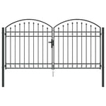 Fence gate with Lock Grey 300 x 150 cm Steel 42008935