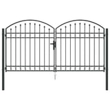 Fence gate with Lock Grey 300 x 150 cm Steel 42008935