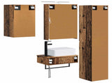 Bathroom Furniture Set 5 pcs Old Wood Engineered Wood and Glass 3407269