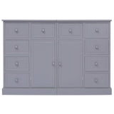 Sideboard with 10 Drawers Grey 113x30x79 cm Wood 284176