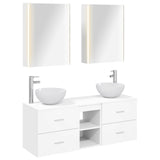 Bathroom Furniture Set 5 pcs White Engineered Wood and Glass 3406727