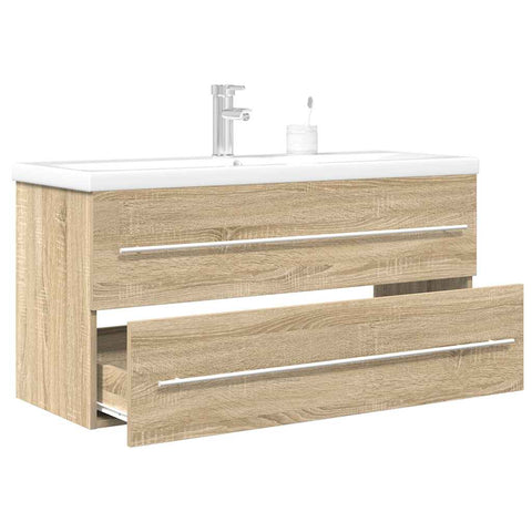 ZNTS 2 Piece Bathroom Furniture Set Sonoma Oak Engineered Wood 3324966