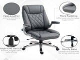 Faux Leather Executive Swivel Office Chair - Dark Grey T3398P344732