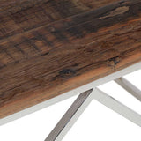 Coffee Table Silver Stainless Steel and Solid Sleeper Wood 349981