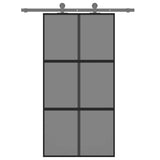 Sliding Door Black 102.5x205 cm Tempered Glass and Aluminium 155215