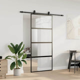 Sliding Door with Hardware Set Black 90x205 cm Tempered Glass 3375830